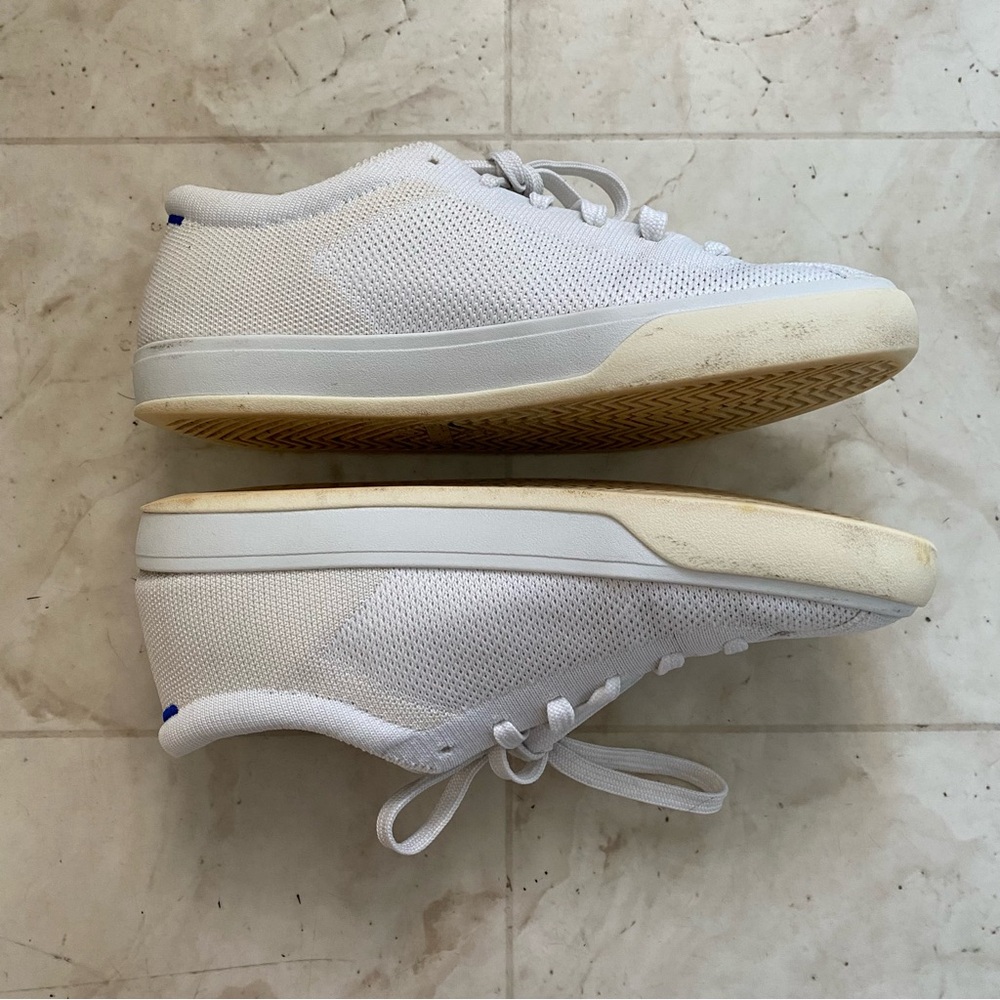 $149 Rothy's Knit Low Top Lace Up Light Weight Sneaker in Bright White Size 7.5 - Picture 5 of 15